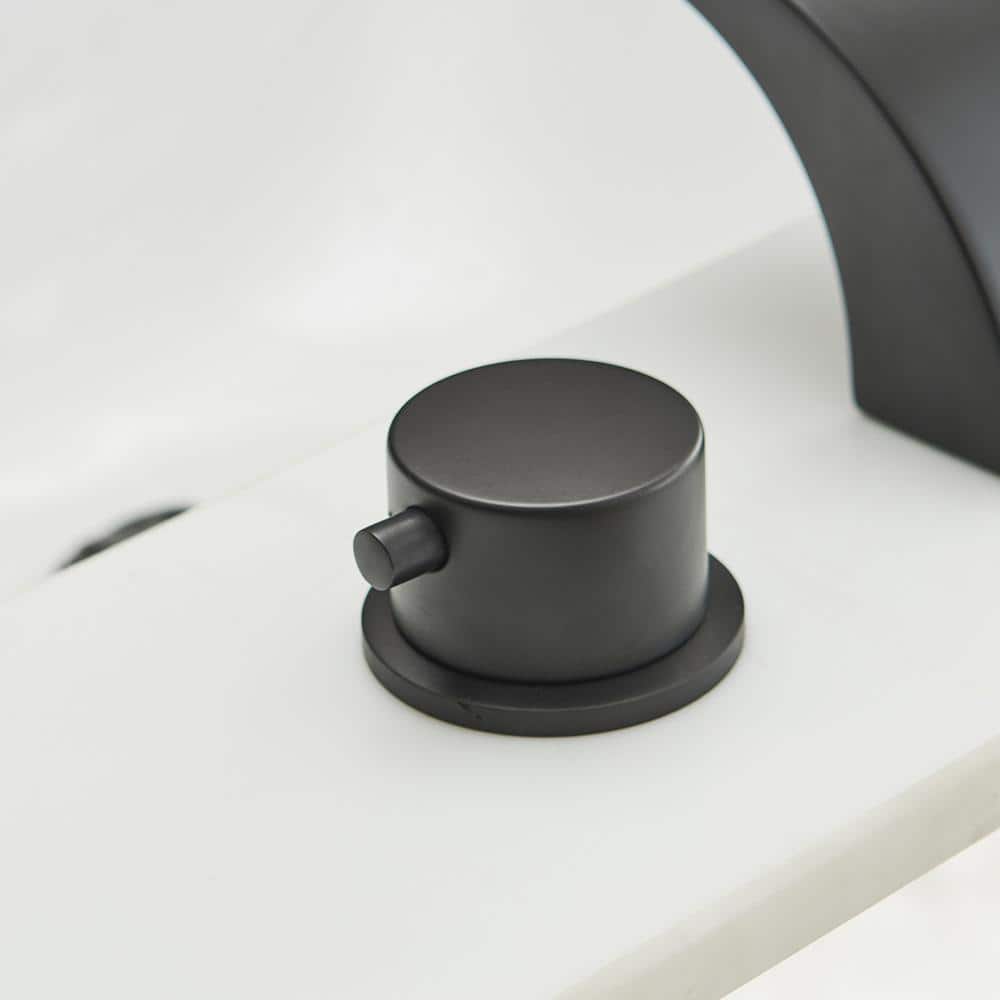 Matte Black Widespread Bathroom Faucet with LED Light and Pop Up Drain
