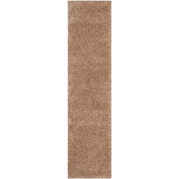 SAFAVIEH Milan Shag 2 ft. x 8 ft. Dark Beige Solid Runner Rug