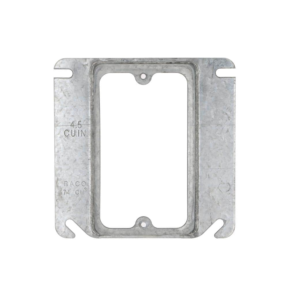 RACO 4 in. W Steel Metallic 1-Gang Single-Device Square Cover, 5/8 in. Raised, 1-Pack