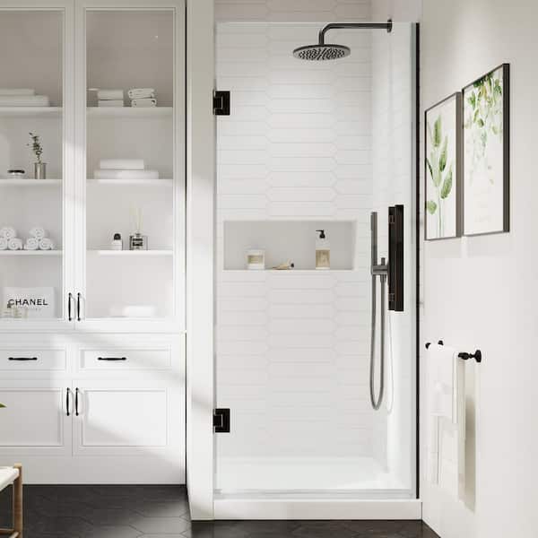 OVE Decors Tampa-Pro 32 in. L x 32 in. W x 75 in. H Alcove Shower Kit w/Pivot Frameless Shower Door in ORB and Shower Pan