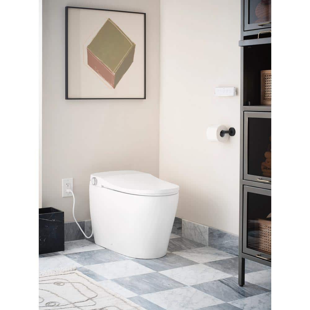 White Elongated One-Piece Smart Toilet with Remote