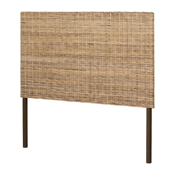 South Shore Lilak Brown Particle Board Rattan Frame 56 in. Full Panel bed Headboard