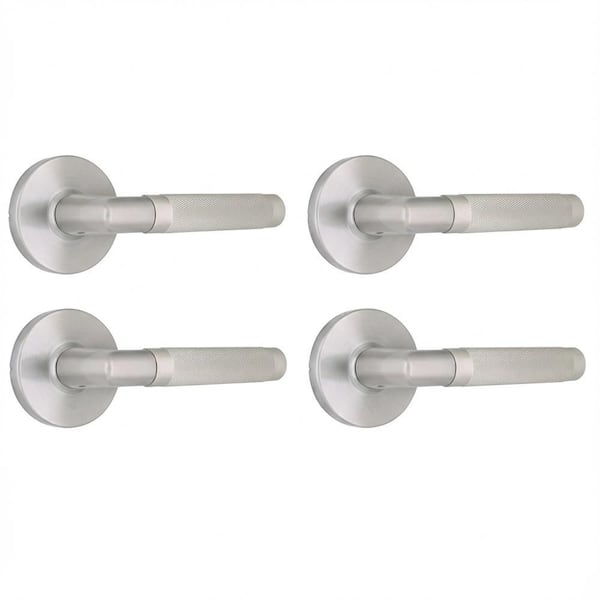 Woodcliff Satin Nickel Passage Hall/Closet Door Handle with Rectangle Rose 4-Pack