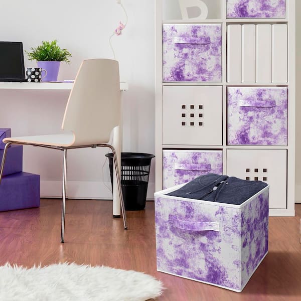 Foldable Storage Cubes w/ Handles Light Purple 10.5 in. x 11 in. Fabric Decorative Basket (Set of 1), Closet Organizer