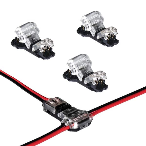 White/Single Color Wire to Wire T Connector - 4 Pack