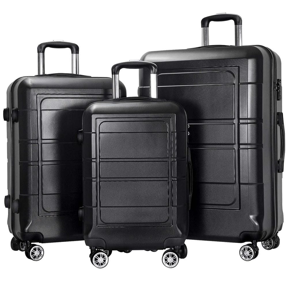 Reviews for Wewdigi 3-Piece Black Hardside Spinner Luggage Set with TSA ...