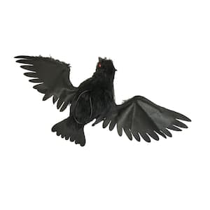 20 in. Wingspan Hanging Open Wing Black Crow