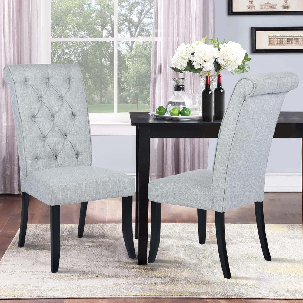 Homy Casa Wilona Light Grey Fabric Upholstered Solid Wood Parsons Dining  Chair (Set of 2) WILONA GERY - The Home Depot