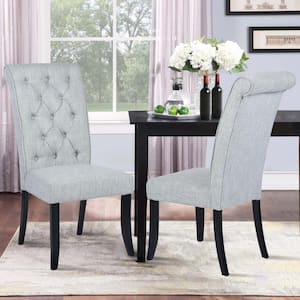Wilona Light Grey Fabric Upholstered Solid Wood Parsons Dining Chair (Set of 2)