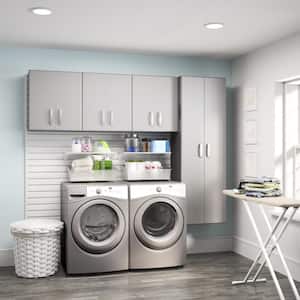 Modular Laundry Room Storage Set with Accessories in Platinum Carbon Fiber (4-Piece)