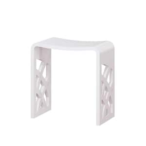 16.5 in W Freestanding Hollow Shower Seat, Solid Surface Stool in Matte White