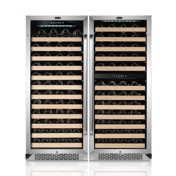 48 in. Dual Zone 192-Bottle Built-In Wine Cooler Bundle in Stainless Steel, Reversible Door and Double Pane Glass