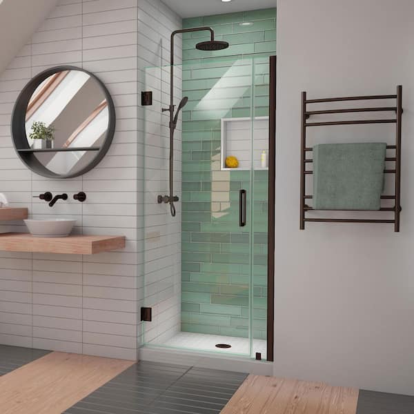 DreamLine Unidoor-LS 31 in. - 32 in. W x 72 in. H Frameless Hinged Shower Door in Oil Rubbed Bronze