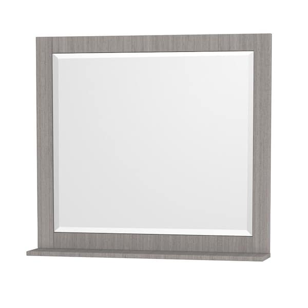 Wyndham Collection Centra 36 in. W x 32 in. H Framed Wall Mirror in Gray Oak