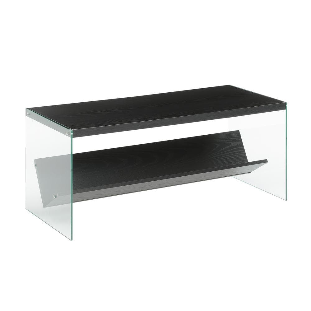 Modern Rectangular Wood and Glass Coffee Table with Shelf