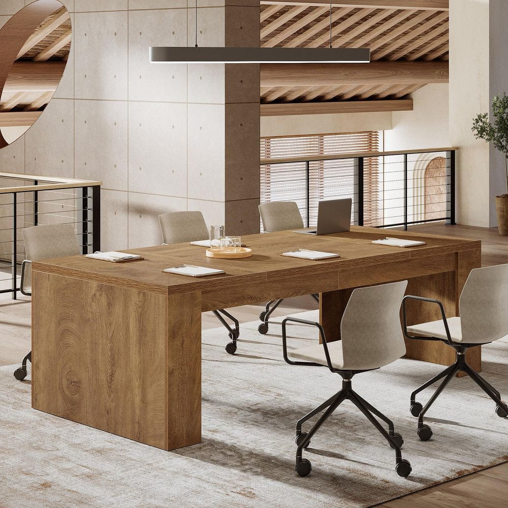 Moronia 70.9 in. Long Conference Table for 6-8 People, Brown Business Meeting Table Desk for Office