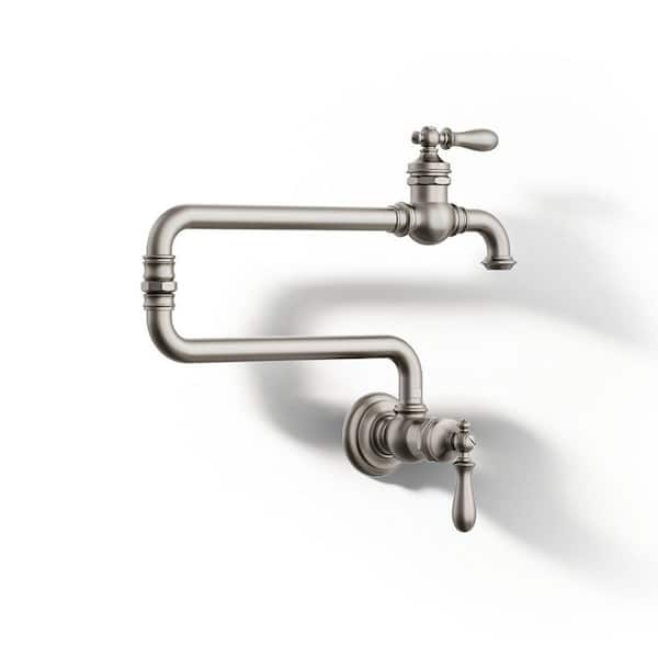 Artifacts Wall Mounted Pot Filler with 22 in. Extended Spout in Vibrant Stainless