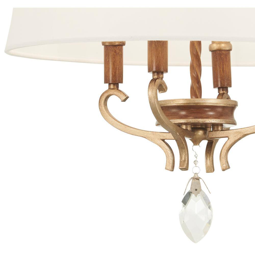 Magnolia Manor 4-Light Semi-Flush Mount in Pale Gold and Distressed Bronze