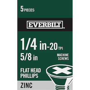 1/4 in.-20 x 5/8 in. Zinc Plated Phillips Flat Head Machine Screw (5-Pack)
