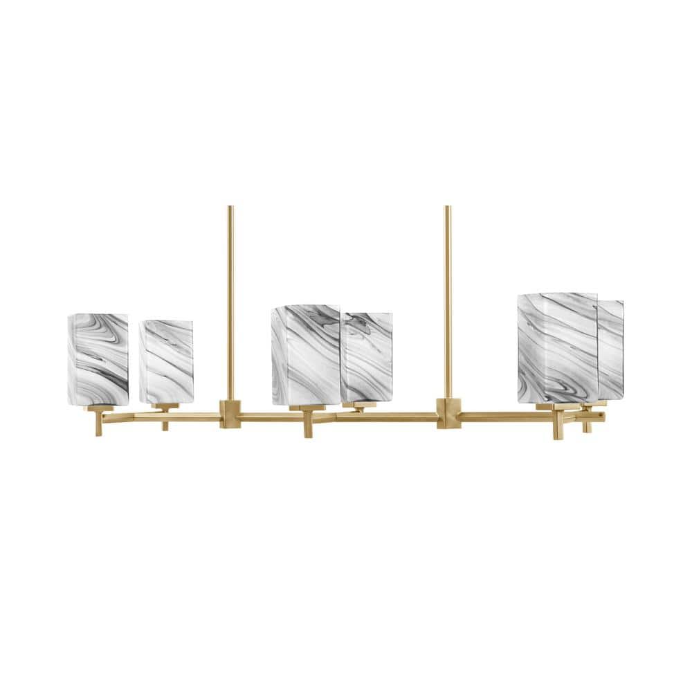 Bridgewater 6-Light New Age Brass Linear Chandelier, Any Room with 3.5 in. 