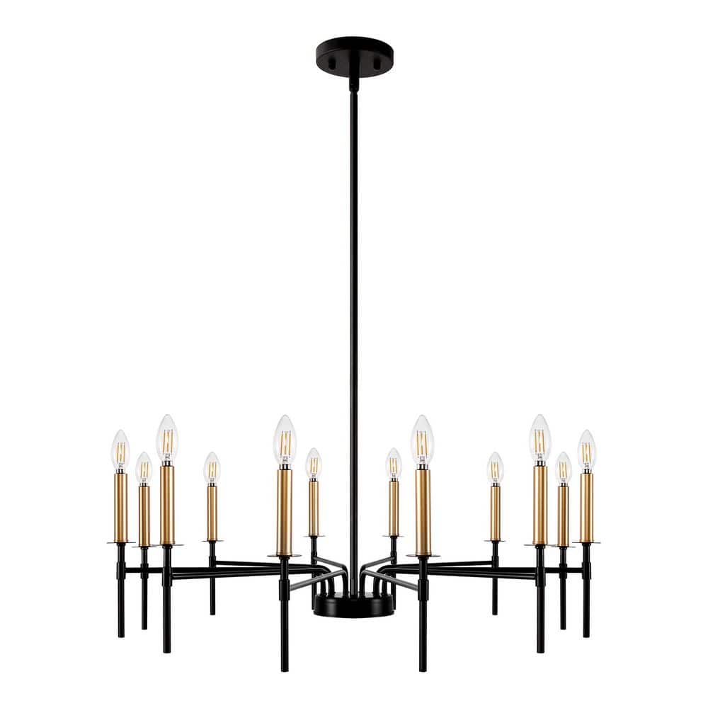 12-Light Black and Gold Pendant Light Modern Multi-Light Chandelier with E12 Base Metal Fixture No Bulbs Included price history on PriceWatchPro