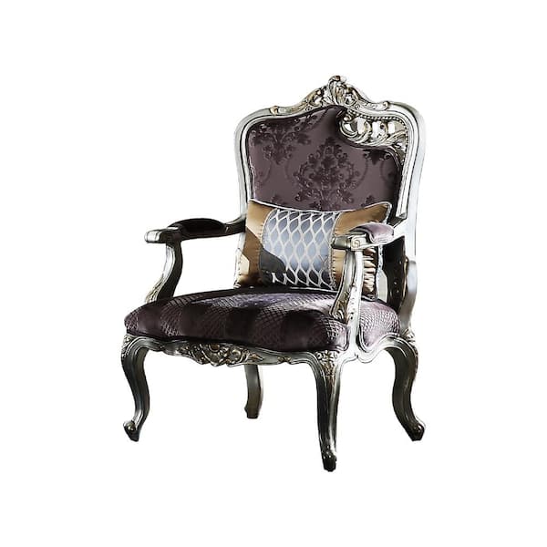 Acme Furniture Picardy Velvet and Antique Platinum Velvet Patterned Side Chair