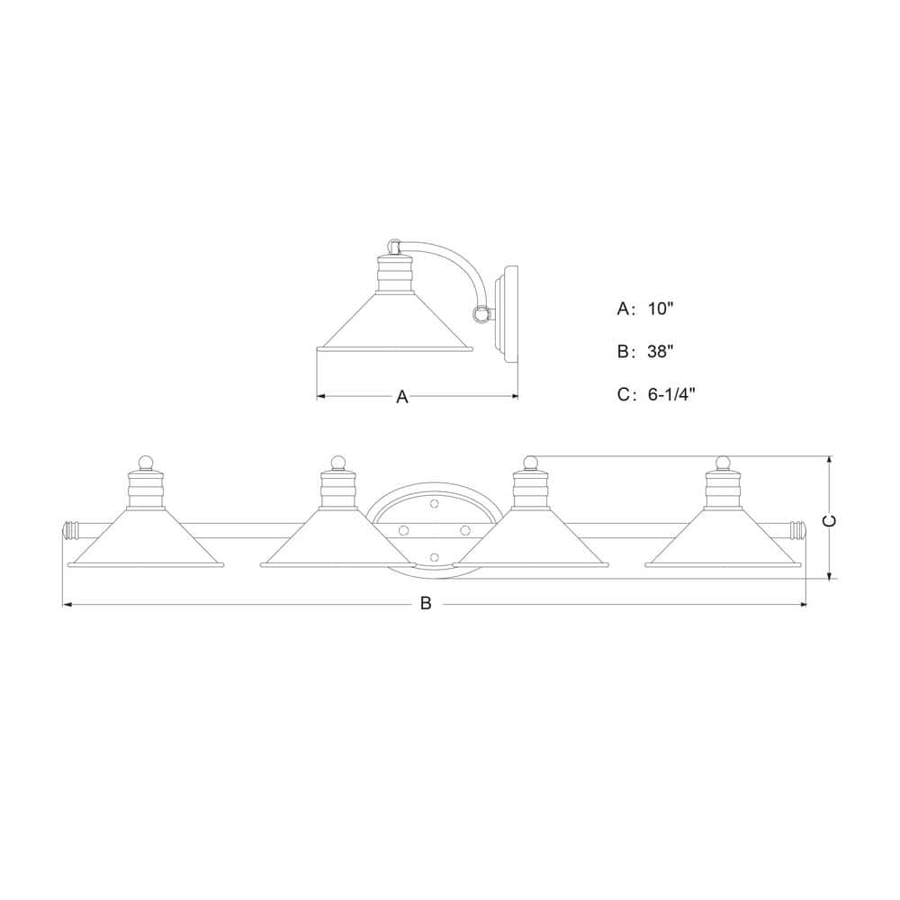 Akron 38'' Oil Rubbed Bronze and Matte White Modern Farmhouse Vanity Light
