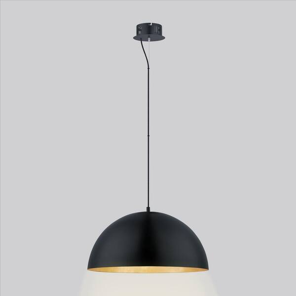 in. Gold 72 - in. Shade The and H Home with x Interior Black Depot Exterior Gaetano 94228A Eglo Light W LED Black Pendant Integrated 21 Metal