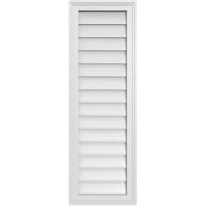 14 in. x 42 in. Vertical Surface Mount PVC Gable Vent: Decorative with Brickmould Frame