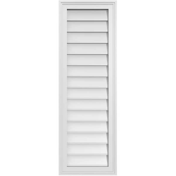 Ekena Millwork 14 in. x 42 in. Vertical Surface Mount PVC Gable Vent: Decorative with Brickmould Frame