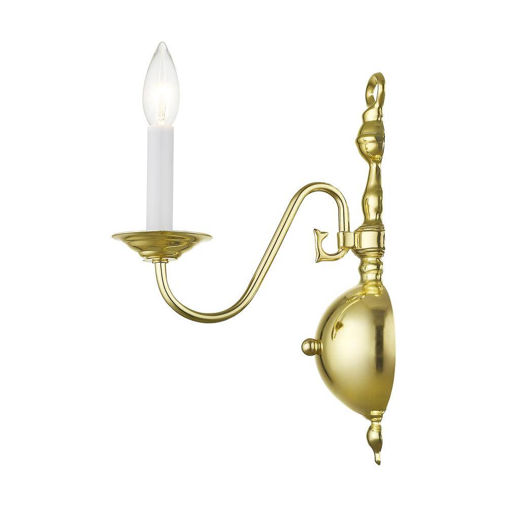 Polished Brass Colonial Single Light Wall Sconce