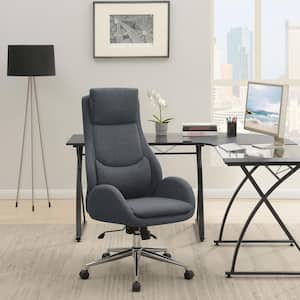 Cruz Faux Leather Upholstered Padded Seat Office Chair in Gray and Chrome with Arms