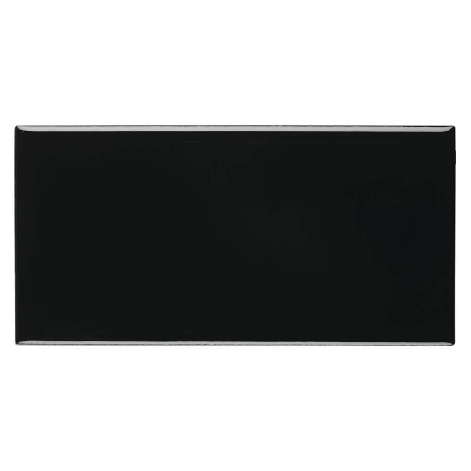 Restore Black 3 in. x 6 in. Glazed Ceramic Subway Sample Tile