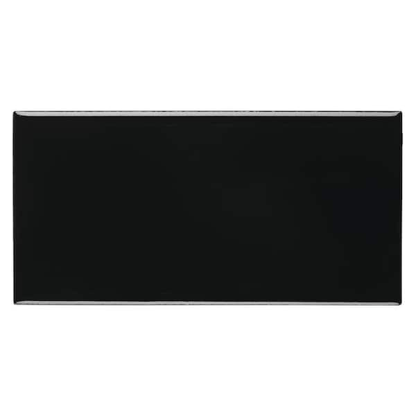 Daltile Restore Black 3 in. x 6 in. Glazed Ceramic Subway Sample Tile ...