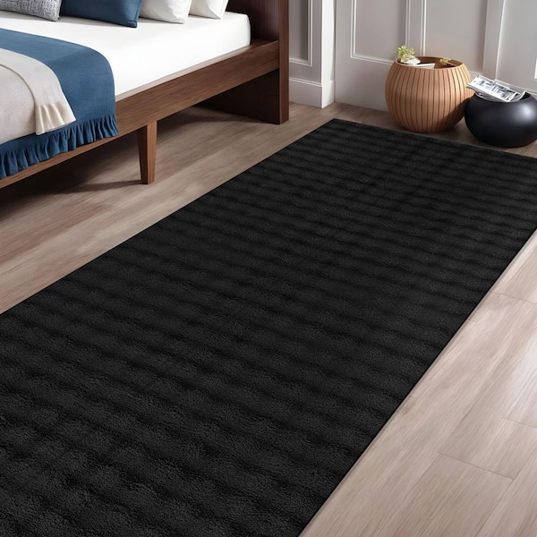 Beverly Rug Aurora 2 ft. x 7 ft. Black Non-Slip Rubber Back