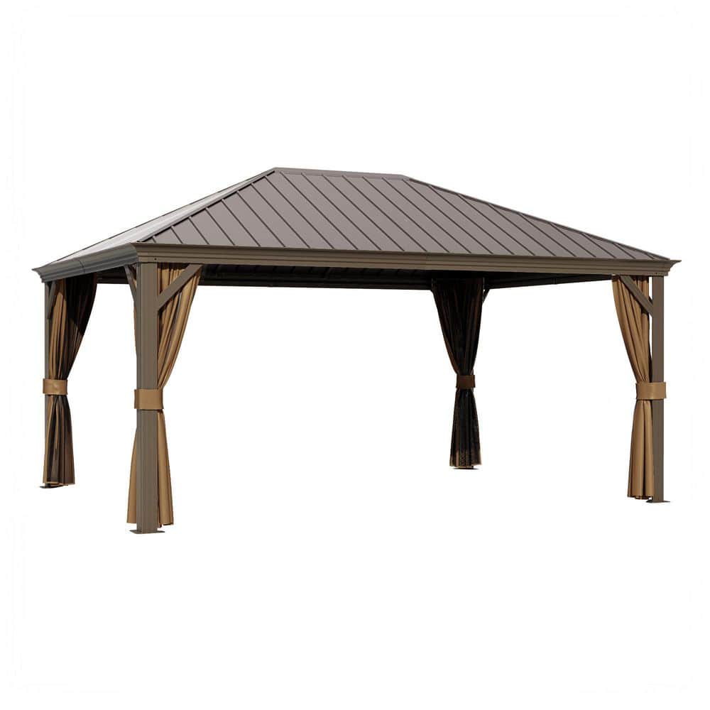 12 ft. x 16 ft. Aluminum Outdoor Gazebo with Galvanized Steel Hard Top, Mosquito Netting and Curtains price history on PriceWatchPro