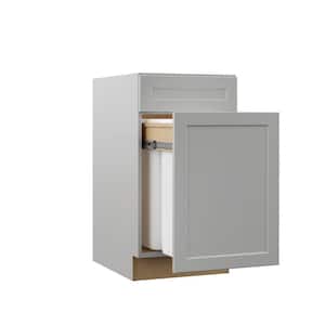 Designer Series Melvern Assembled 18x34.5x23.75 in. Dual Pull Out Trash Can Base Kitchen Cabinet in Heron Gray