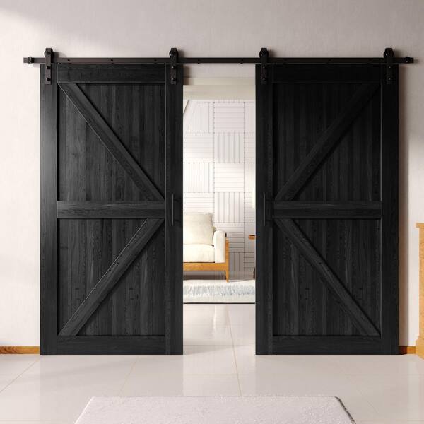 HOMACER 60 in. x 84 in. K-Frame Black Double Pine Wood Interior