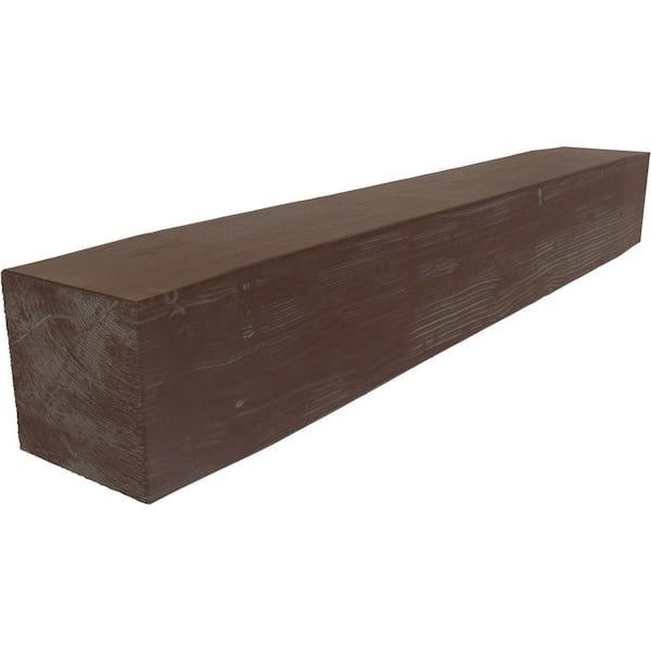 Ekena Millwork 8 in. x 8 in. x 5 ft. Sandblasted Fireplace Mantel Aged Pecan Faux Wood Beam