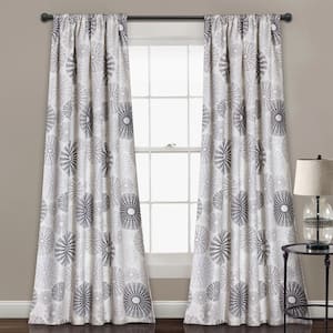 Charcoal Solid Rod Pocket Room Darkening Curtain - 52 in. W x 84 in. L (Set of 2)