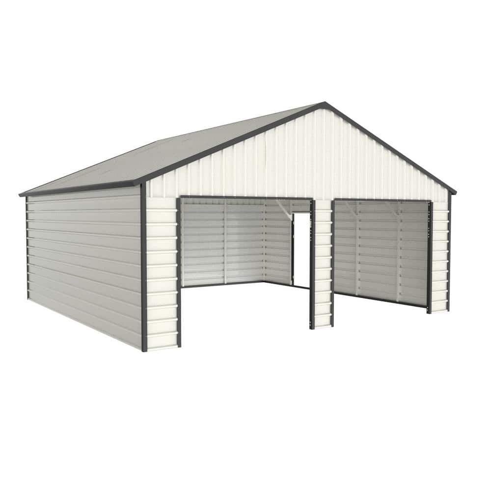 Misopily 23 ft. x 22 ft. x 12.9 Cream Finish Metal Garage without