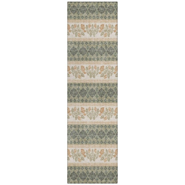Chantille Machine Washable Indoor/Outdoor Abstract ACN2465 Sage 2 ft. x 7 ft. Runner Rug