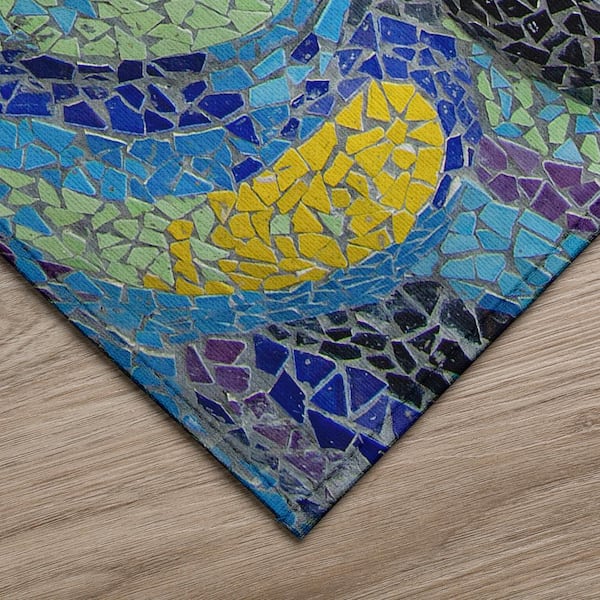 Surfside Blue 8 ft. x 8 ft. Geometric Indoor/Outdoor area rug