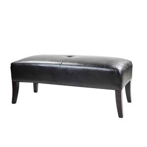 Antonio 46 in. Wide Bench in Black Bonded Leather