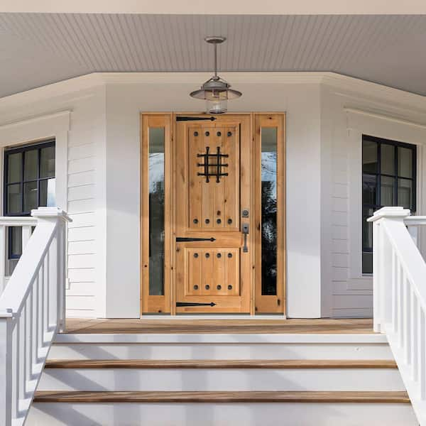 Krosswood Doors 44 in. x 96 in. Mediterranean Alder Sq Clear Low-E  Unfinished Wood Right-Hand Prehung Front Door with Left Half Sidelite  PHED.KA.300V.26.80.134.RH-M1-1.1LSL - The Home Depot