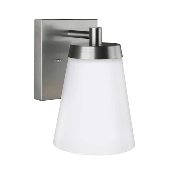 Generation Lighting Renville 1-Light Satin Aluminum Outdoor 10.25 in. Wall Lantern Sconce