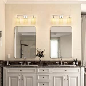 Minx 24 in. 3-Light Modern Chrome Bathroom Vanity Light with Crystal Shade