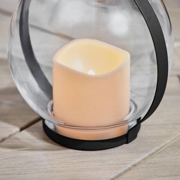 Hampton Bay 6.7 in. H Outdoor Patio Metal and Glass Lantern Hampton Bay 6.7 in. H Outdoor Patio Metal and Glass Lantern