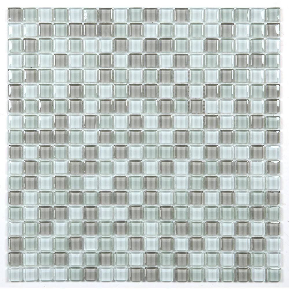 Frosted 12 in. X 12 in. Clear and Light Gray Square Glass Mosaic Tile(14 sq. ft./Case) price history on PriceWatchPro