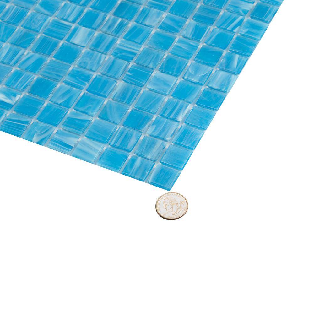 Celestial Dodger Blue Glossy Glass Mosaic Tile
